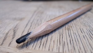 Carbon pencil with long blunt lead