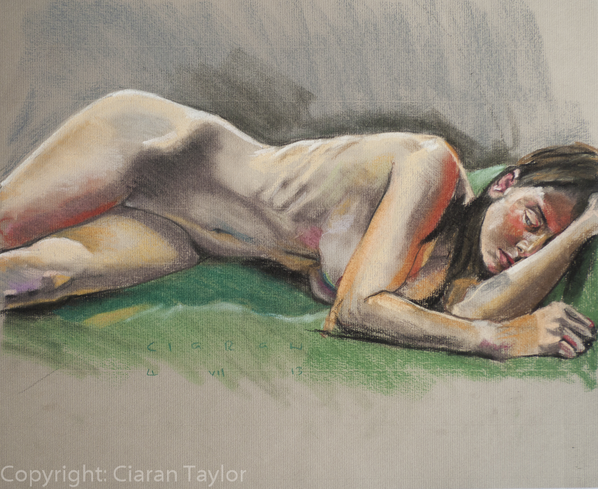 Life model Sophie, Reclining, nude